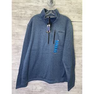 Eddie Bauer Sweater 2XL Mens Long Sleeve Blue 1/4 Zip Pullover